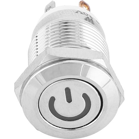 12-mm-Metall-Tastenschalter mit Betriebssymbol, weißer LED-Beleuchtung, Selbstrückstellung, 1 Schließer (24 V) (1/5)