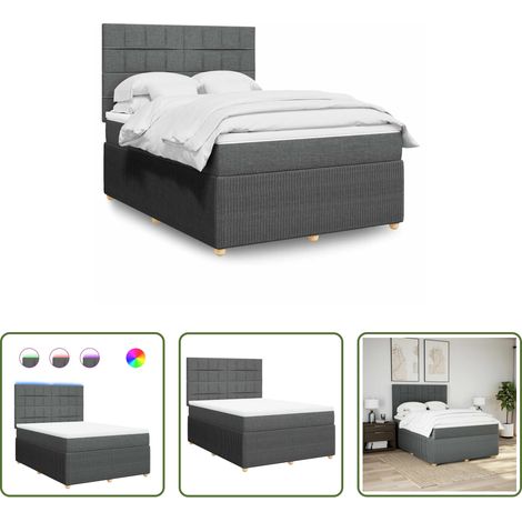 Matelas à ressorts ensachés - Sommier à lattes de lit avec matelas Gris foncé 140x190cm Tissu (1/5)