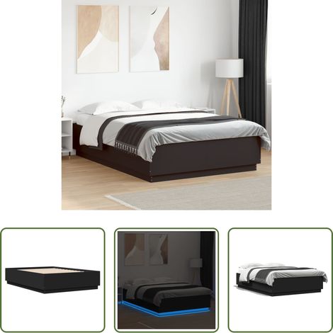 LED-Leuchten - Bettgestell mit LED ohne Matratze Schwarz 150x200 cm (1/5)
