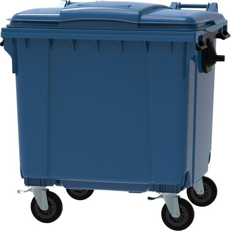 ESE France Conteneur Poubelle à déchets 4 roues - 1100L - Robuste et Professionnel - 100% Recyclé - Bleu (1/5)