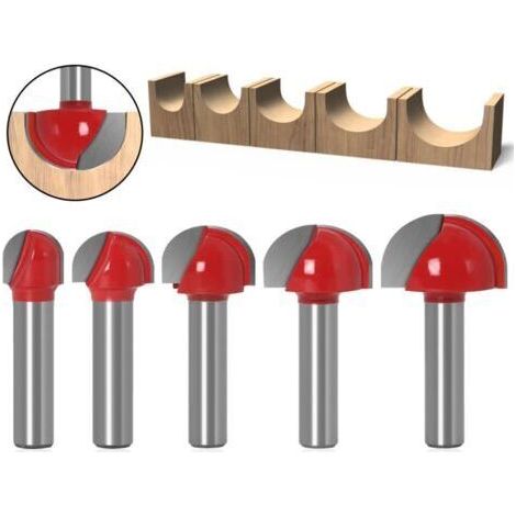 5 Pcs 8mm Fraise à Fond Rond Bois, Fraise Defonceuse, Gravure Fin Mill Outil de Coupe, Fraise à Bois Raboter Outil de Travail du Bois (5)