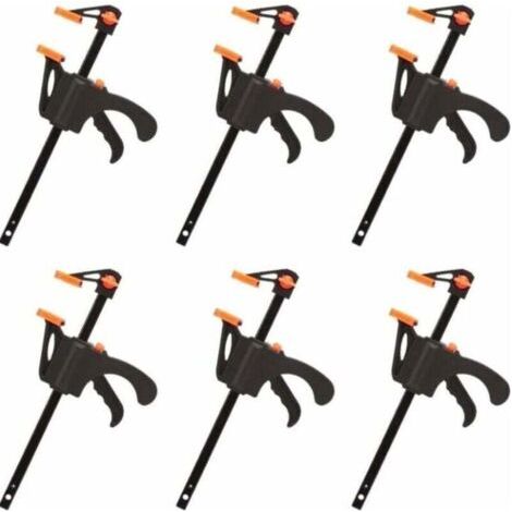 Set mit 6 F-förmigen Zwingen, schnelles und einfaches Spannen, Handwerkzeuge für die Holzbearbeitung (4 Zoll)