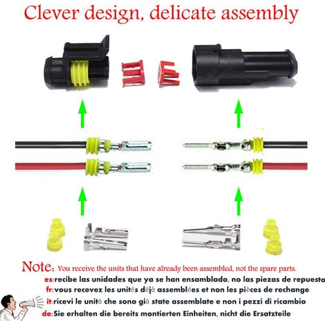 Connecteur Etanche - Connecteurs De Fils Électriques Autobloquants À 2 Broches Avec Fil 16 AWG Marine Pour Les Connexions De Voiture (1/5)