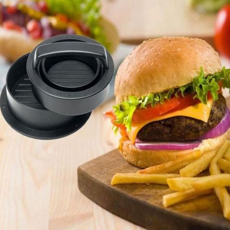Presse À Hamburger - 3 En 1 Détachable - Pour Steaks Hachés Et Sandwichs - Noir - 12,5 X 12,5 X 6 Cm - 1 Pièce (1/4)