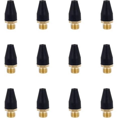 12 Stück schwarze Luftdüsenaufsätze aus Legierungsgummi für Druckluftwerkzeuge, Luftgebläseaufsätze aus Legierungsgummi für Druckluftwerkzeuge, Zubehör für Druckluftwerkzeuge zum Aufpumpen (1/4)