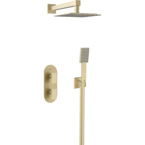 Bristan Tangram Concealed Dual Control Shower Pack2 Brushed Brass