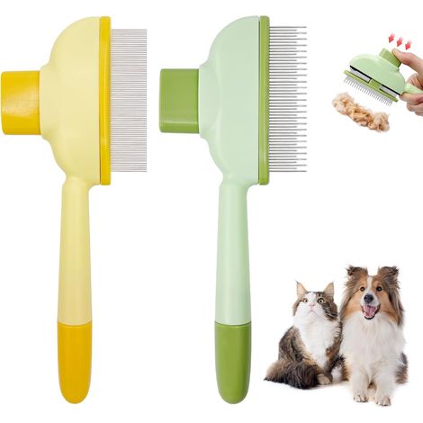 Peine antipulgas para gatos y perros, cepillo para la muda de pelo, peine para quitar el pelo de mascotas con dientes largos y cortos de acero inoxidable para la muda. (1/5)