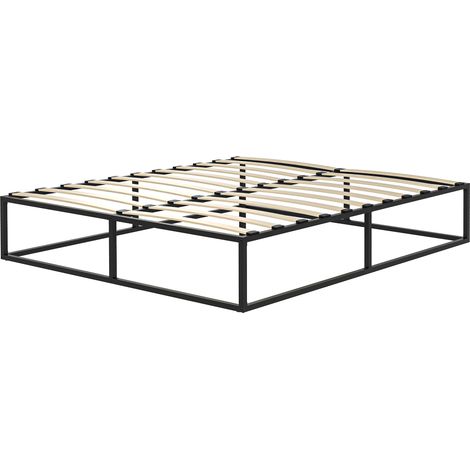 Letto con Contenitore 160x190 cm Nero Legno Doghe Compensato (1/5)