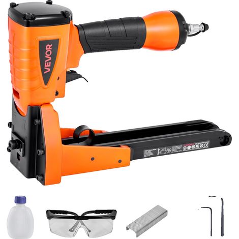Grapadora neumática VEVOR, calibre 13, corona de 34,8 mm, longitudes de 16 mm y 19 mm, presión ajustable de 70 a 120 PSI, 1-1/4 pulgadas. (1/2)