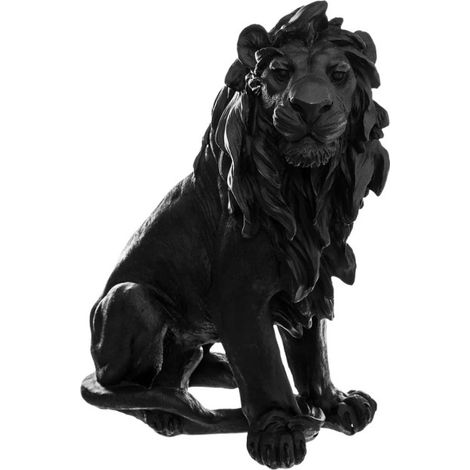 Statuette Déco Lion "Ewen" 31cm Noir (1/2)