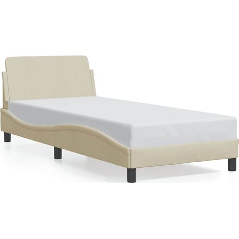 Estructura de cama con cabecero Dover tela crema 90x190cm vidaXL (1/5)