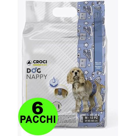 72 Fasce igieniche per cani maschi Dog Nappy Pop M 40-50 cm - 6 pacchi da 12 pezzi cad.