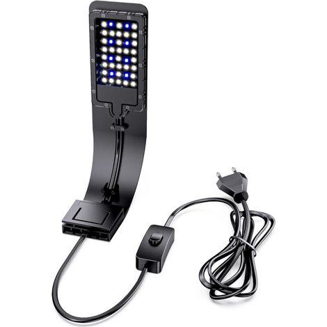 Ansteckbare Aquarienleuchte, ultradünne Aquarienleuchte, mit weißem und blauem Licht, 40 LEDs, 8 W, schwarz [Energieklasse F]