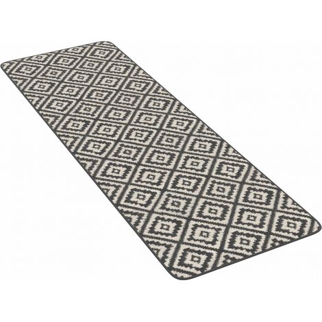 CARAIBA Innenteppich für Eingangsbereich und Flur in Grau und Weiß 60 x 180 cm