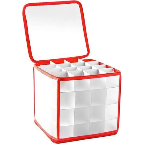 Boîte de rangement pour boules de Noël avec séparateurs, contenant jusqu'à 64 boules, pliable avec poignées, fermeture éclair, pour décorations de Noël (1/4)