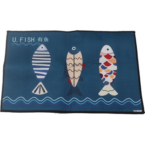 Floor Mat Prevent Slip Wearable Comfortable Cute Pattern Kitchen Pad for Living Room Bathroom Doorway Fish 40x60cm / 15.8x23.6in