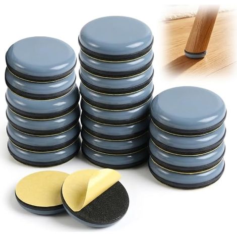 20 Patins Glissants en PTFE pour Meubles Lourds, Patins de Chaise Auto-Adhésifs 30 mm, Protection Sol pour Parquet et Carrelage, Réduction de Bruit et Glisse Fluide, Rond (1/5)