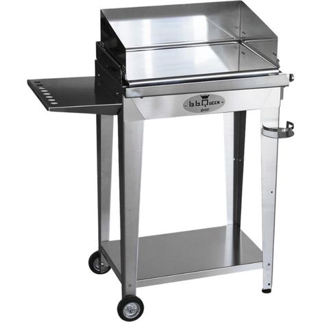 Grill 6.4 Inox  Piastra liscia - Con portapiatti - Con paraschizzi - Con kit mensola e ruote - Satinato - barbecue, griglia, giardino, carne, a gas, acciaio made in Italy