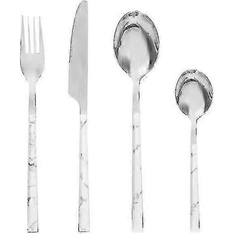 Service de couverts à motif marbre blanc - 24 pièces Silver-Yvan (1/2)