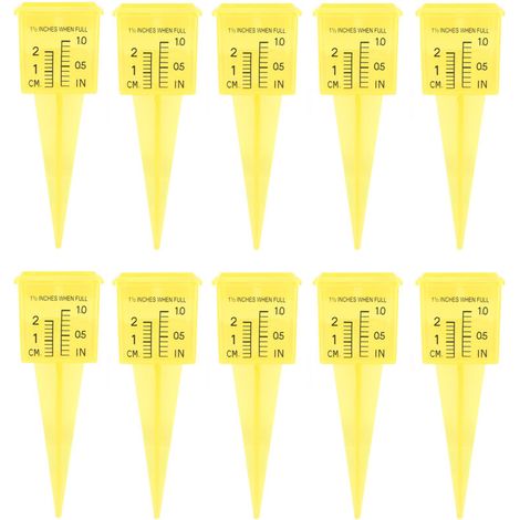 10 pièces Jauge de Pluie avec Chiffres ABS Jaune 1,5 pouces pour Mesure Précipitations Terrasse Pelouse (1/5)