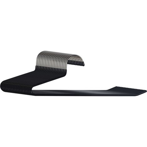 Lot de 10 cintres antidérapants pour pantalons design gain de place 17,5 x 35 x 0,5 cm en métal noir (1/2)