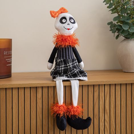 55cm Mrs Bones Seated Halloween Decoration with Dangly Legs (1/5)
