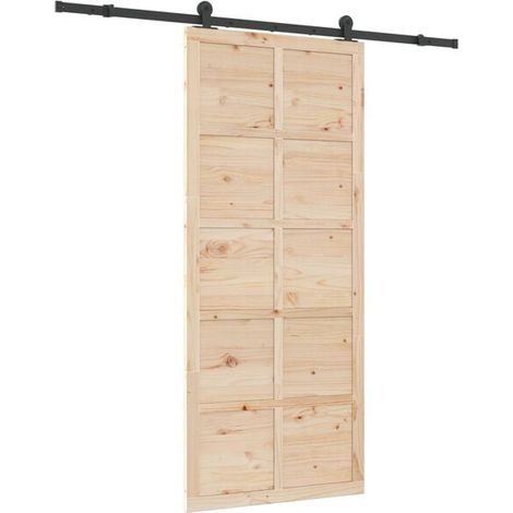 Porte coulissante en pin massif, 100 x 208 cm