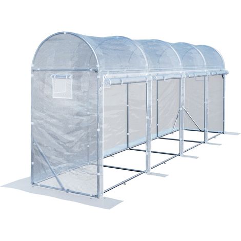 TOOLPORT Serre tunnel pour tomates 1x6 m en PE 180 g/m² stabilisé UV avec structure en acier, hauteur debout 2 m, serre de jardin blanche (1/5)