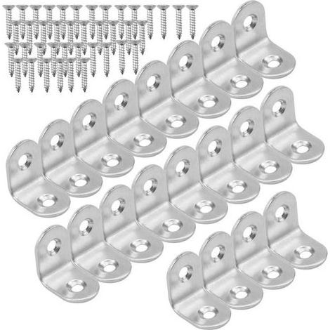 20 Pièces Equerre de Fixation, Support Angle Droit en Acier Inoxydable, Petits Equerres Metalliques, Angle Entretoises avec 40pcs Vis pour Bois Armoire Chaise Table, 20x20mm (1/5)