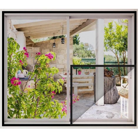 Fliegengitter Fenster 130x150cm, Insektenschutz ohne Bohren, Anthrazit, Glasfasernetz (1/5)