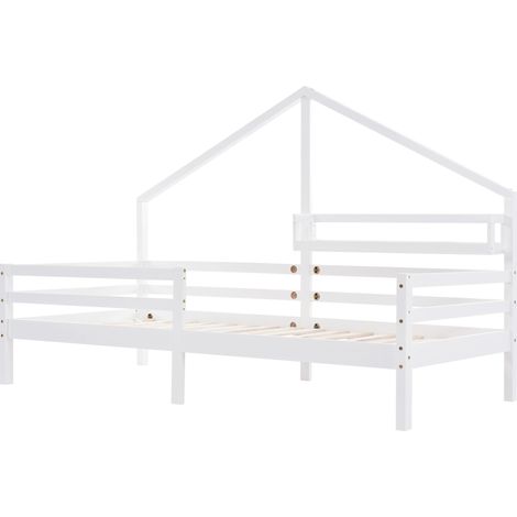 Letto casetta per bambini con scaffale 90x200 cm bianco (1/5)