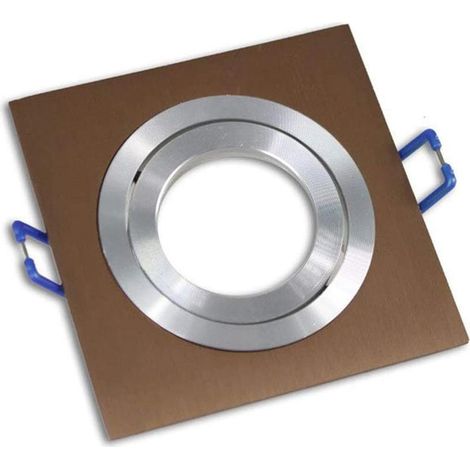 Porta faretto ad incasso quadrato acciaio orientabile portafaretto per soffitto supporto faretti con molle foro 92 mm Bronzo/Silver (1/2)