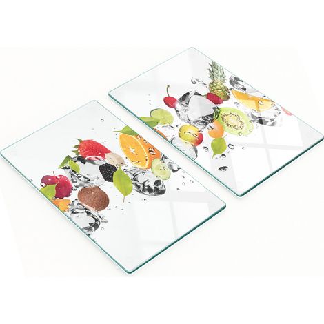 Stilvolle und robuste Glasbretter mit Fruchteiswürfel-Print, 2 x 30 x 52 cm (1/5)