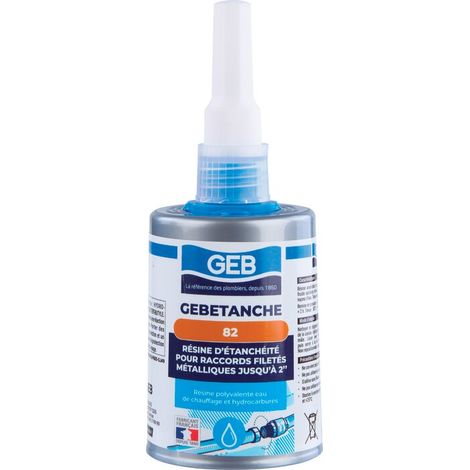 GEB – Résine d'étanchéité anaérobie pour circuits d'eau et hydrocarbures – Densité 1,11 – Mise en œuvre à partir de 10°C – Raccord métallique