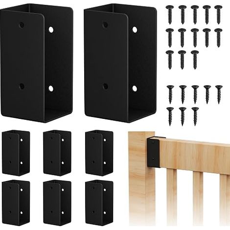 Balustrade Connectors, Concealed Brackets for Fence, Conservatory, Garden, Connecting 5.8 x 4 cm Wood to Wooden Posts (1/5)