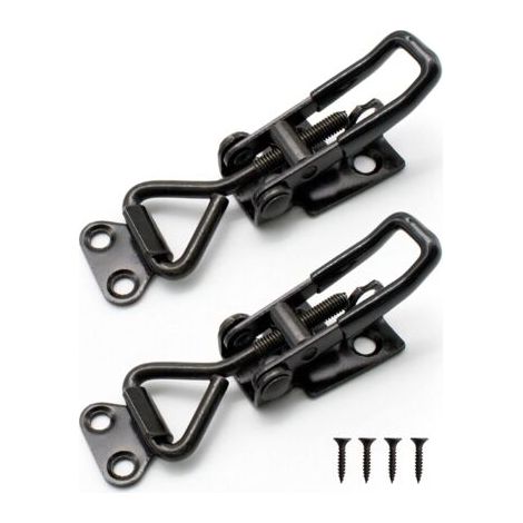 2 Pieces Adjustable Toggle Clamps, Steel Latch Clip, Heavy 100 KG/ 220 lbs Hold Buckle Ability, for Cabinets, Suitcases, Cupboards (1/2)