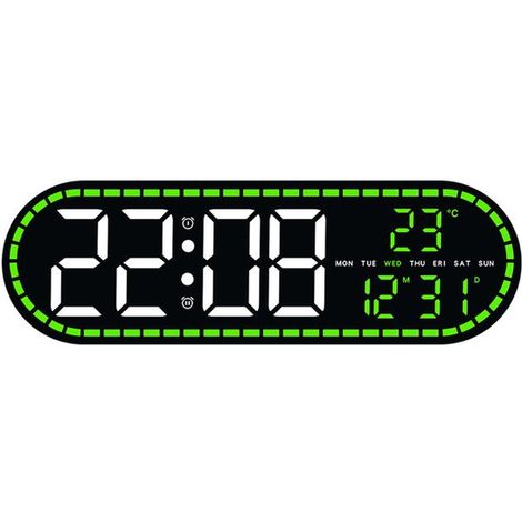 Horloge de style minimaliste,horloge décorative pour salon/salle à manger,horloge électronique multifonctionnelle,style imitation bois (1/5)