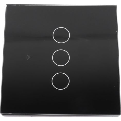 WiFi-fähiger Touch-Wandschalter mit 3 Tasten, Typ 86, schwarzes gehärtetes Glas, Touchpanel, 100-240 V, EU-Stecker, kompatibel mit Hausautomation. (1/5)