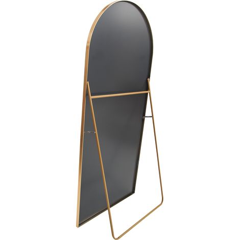 Miroir maquillage en verre trempé, cadre en alliage d’aluminium forme arche, 1620 530 mm, couleur or (1/4)