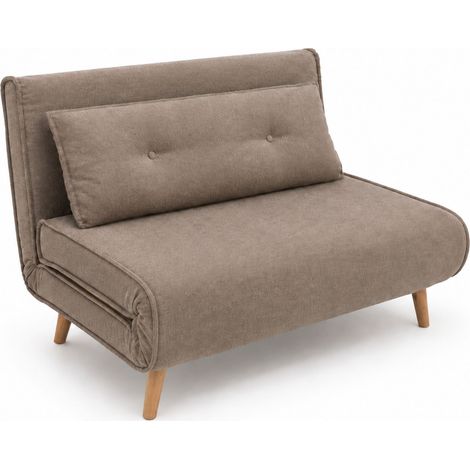 Home Heavenly® - Sofá cama PEGASO, convertible 2 en 1, apertura fácil, con cojín capitoné y patas de madera, 120x81x82 cm. Color: Beige (1/4)
