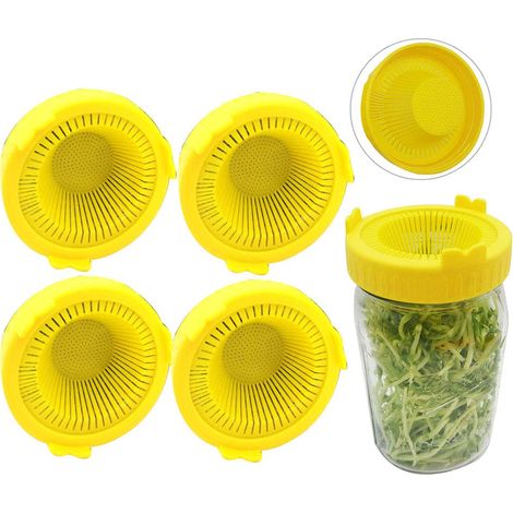 Kit culture micro-verts 4 pièces – écran haricot – bouchons stockage plastique – jaune – germination (1/5)