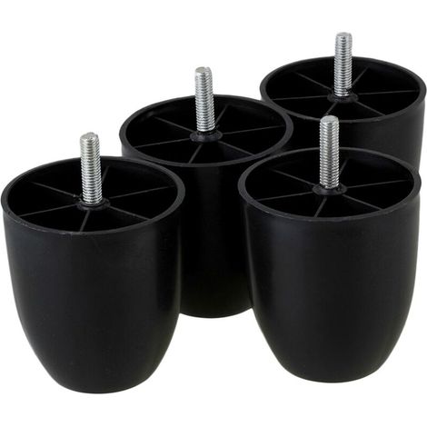 Pieds cylindriques en plastique noir, pieds de meubles, pieds de canapé, 80 x 73 x 45 mm (1/5)