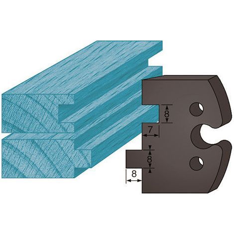 Diamwood Jeu de 2 Contre-fers Profilés en Acier - Hauteur 48 mm - Épaisseur 5,3 mm - Languette/Rainure 8 mm - Compatible avec Porte-outils Haut. 50 mm (1/2)
