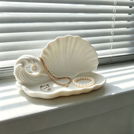 Popular 3D printed seashell wave jewelry tray, multi-functional storage rack, fun design art. (1/4)