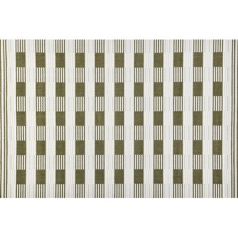 Tapis blanc à motifs carrés verts 200 x 290 cm THEOA