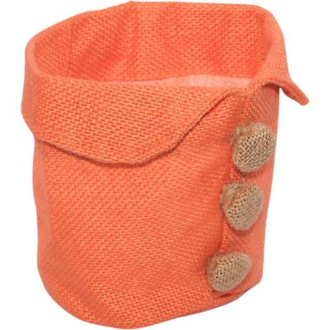 Cache-pot en jute orange, diam. 13 x H. 10 cm (lot de 10) (1/2)