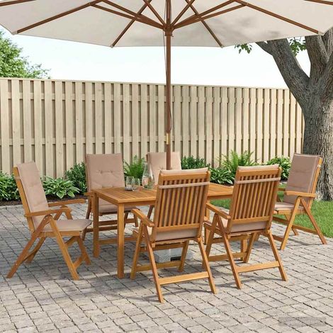 vidaXL Conjunto de comedor de jardín de 7 piezas 6 plaza Natural (1/5)