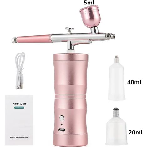 Kit pistolet à peinture sans fil, comprenant un compresseur, une buse de 0,3 mm et un pistolet à peinture rechargeable. (1/5)