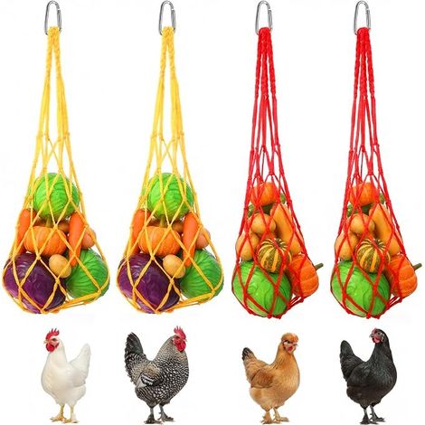 filet d'alimentation pour poules à suspendre, sac d'alimentation en filet avec crochet, mangeoire automatique, accessoires pour poules, canards, oies, oiseaux (1/5)