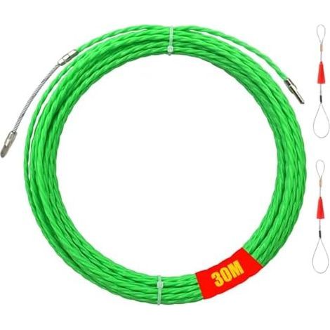 Tire Fil électriques, 30m Aiguille Electricien, 4mm DiamètreTire fil à Bande de Poisson, Spirale rétractable Traction, Spiralé Flexible avec Ressort Guidage, pour la Pose Câbles - 4mm-30m (1/5)